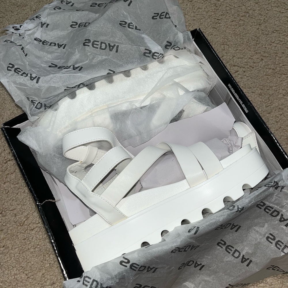 White Platform Strappy Sandals